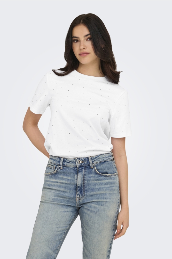 ONLMONJA S/S STUDS TEE JRS 15340939 White/STUDS